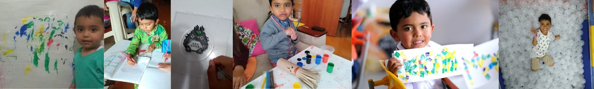 Collage of Jerónimo Galvis's childhood photos painting and crafting — his artistic journey
